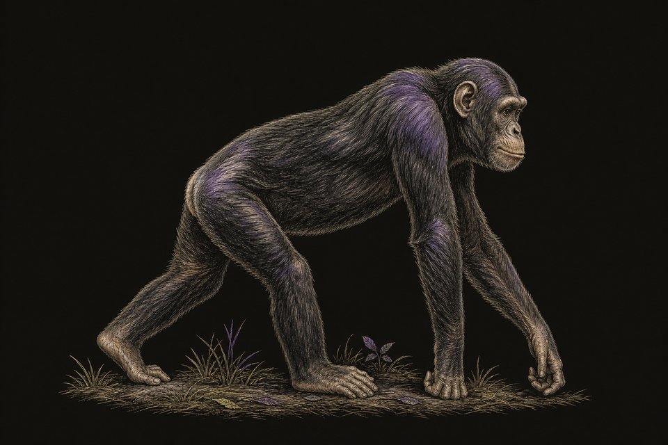 Lopende volwassen chimpansee