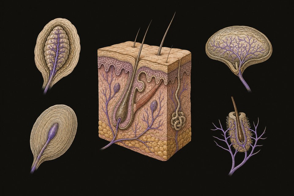 Vier soorten mechanoreceptoren