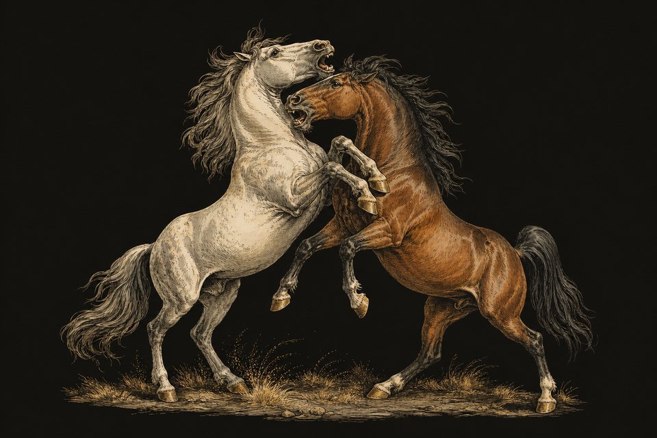 Vechtende paarden