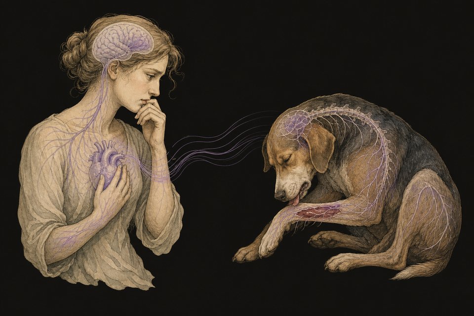 Pain Observe the pain of another person or animal. What do you experience, where do you experience it, what feelings go throu