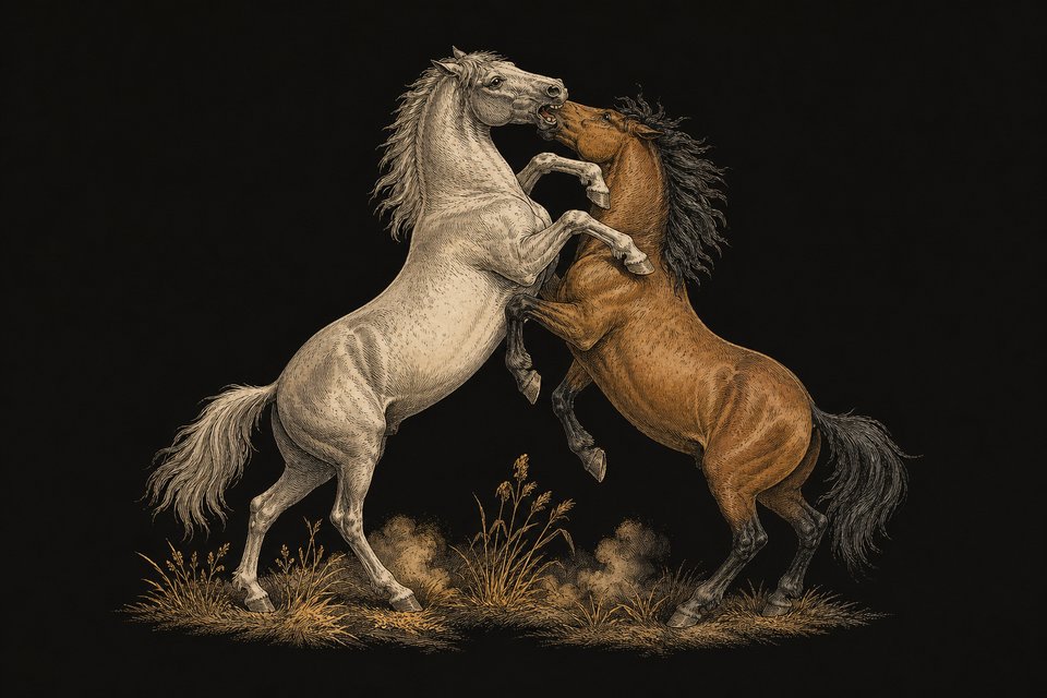Fighting horses
