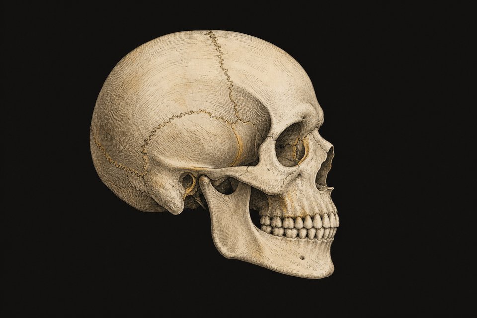 The round skull with the straight lower jaw