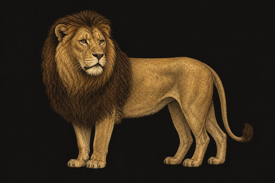 Lion with a dark brown mane