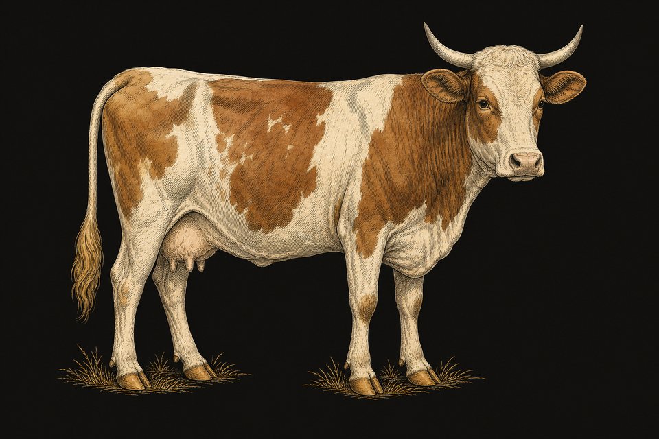 A horned cow