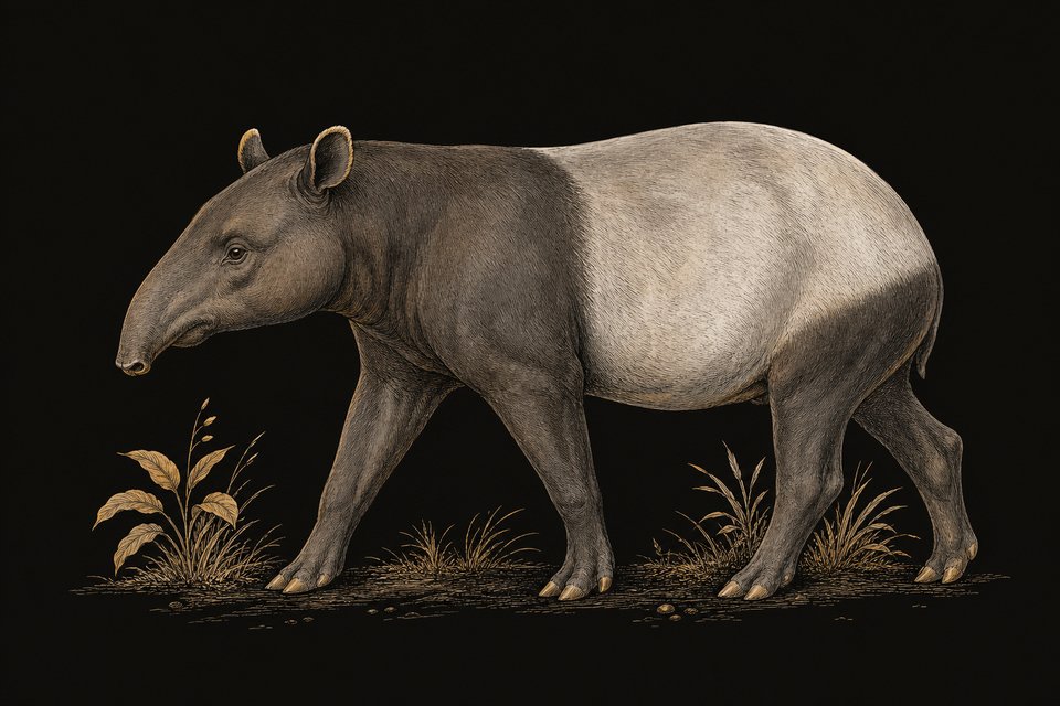 Tapir: pig-like with its short proboscis and long legs