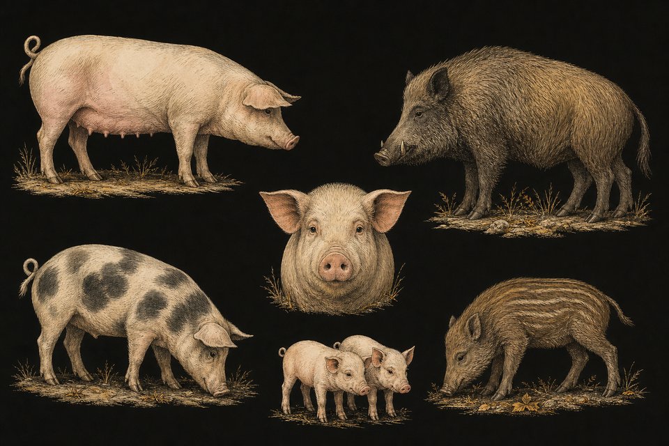 (Pictures of domesticated pigs and wild boar are also to be found on the page Horse - pig - cow)