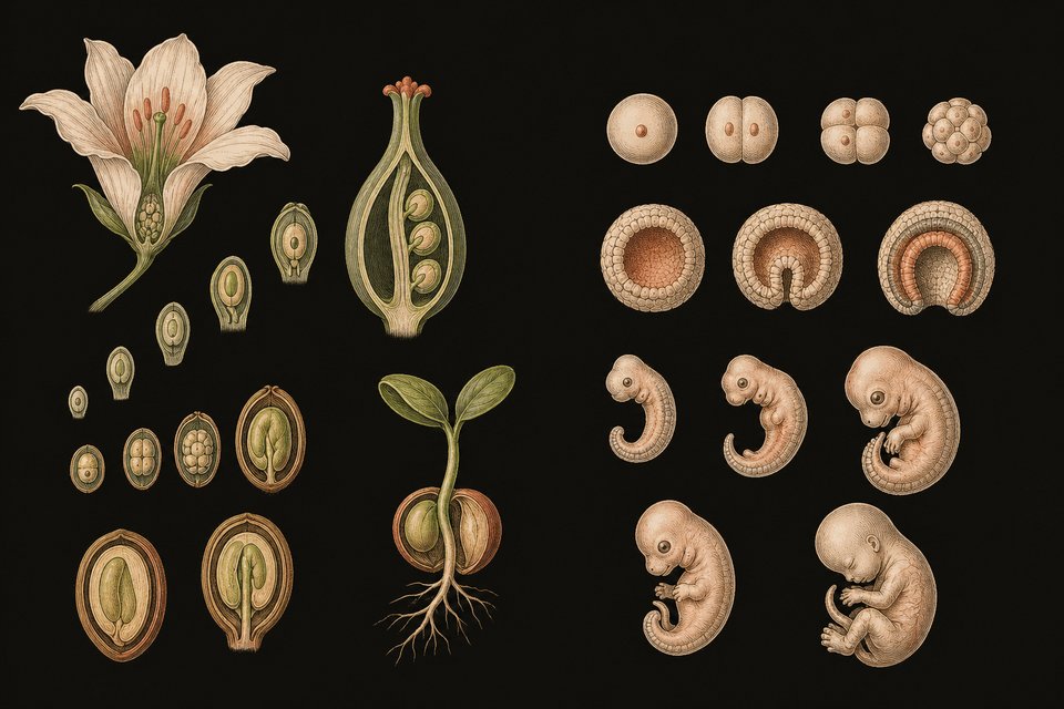 The development of the embryo of the plant