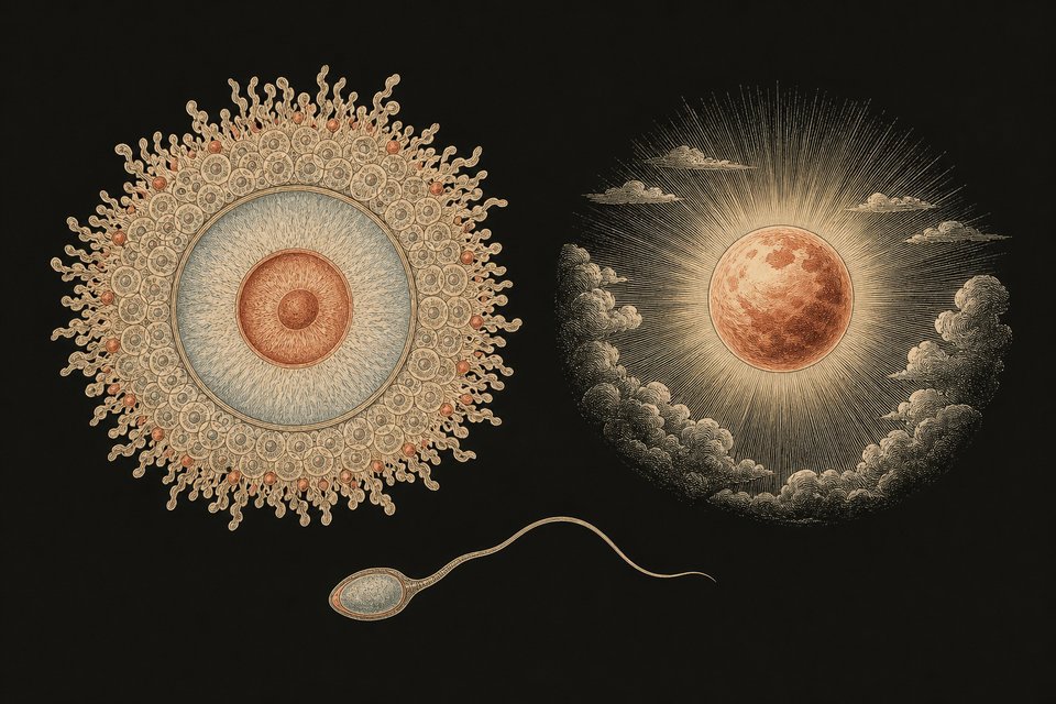 2. The nutritive cells thicken, and the ovum increasingly stands on her own. He compares this to the Air or Sun Stage of the 