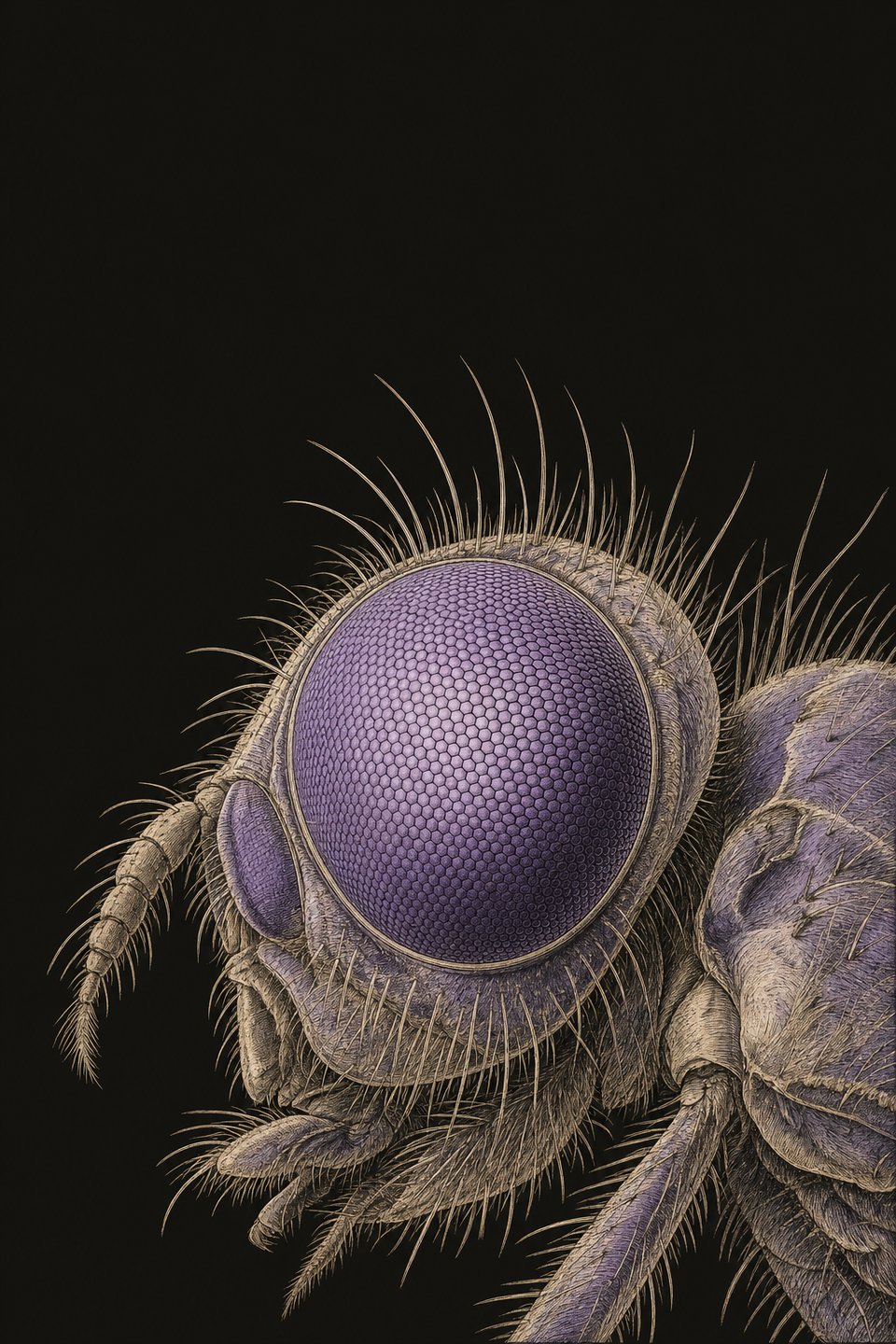 Facetoog van een insect met tastharen
